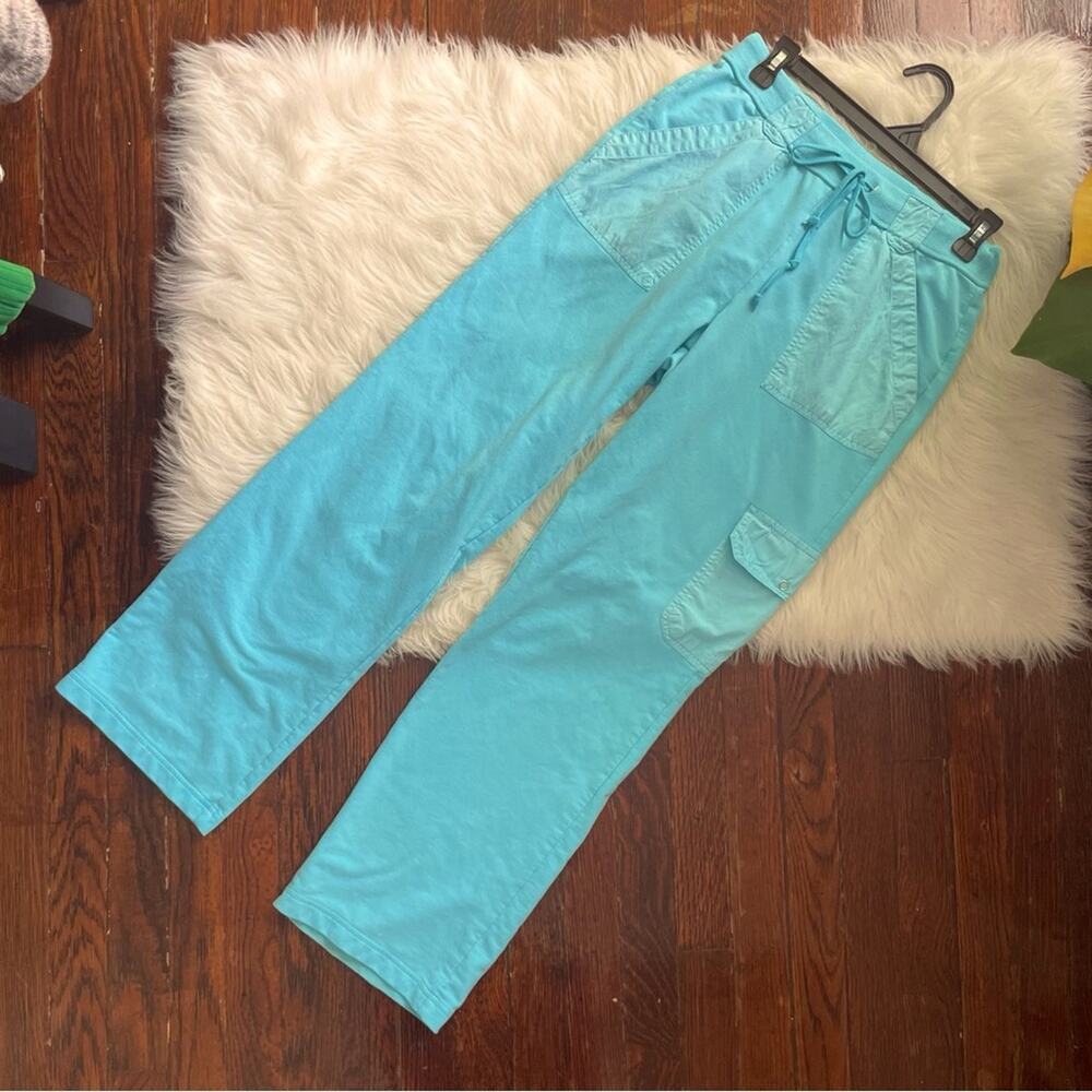 Y2K Blue Cargo Knit Pants Pull On with Drawstring size small